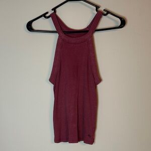 American Eagle Women's Sleeveless Ribbed Top - Burgundy